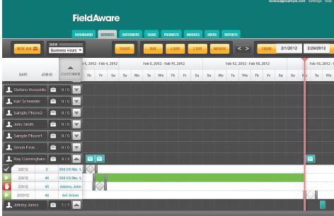 Field service management screenshot